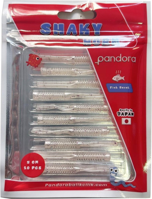 Shaky Worm 5cm 10 Adet LRF Silikonu White Glitter