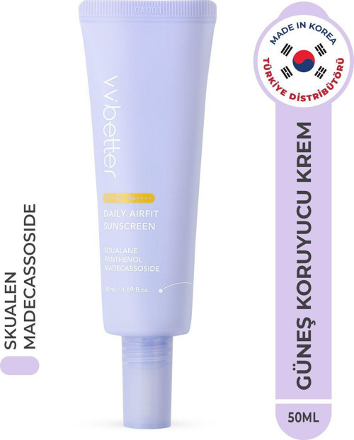 Daily Airfit Sunscreen Spf50 Yüksek Koruma Güneş Kremi Panthenol Nemlendirici Yatıştırıcı Kore 50Ml
