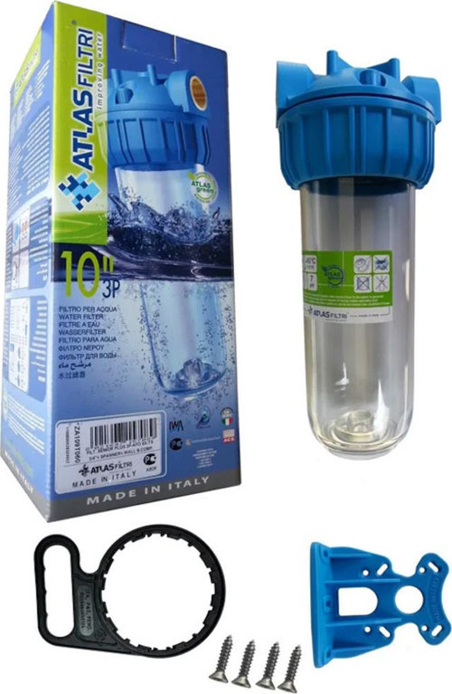 Atlas 3/4" 10" İnch Daire Girişi Boş Tekli Filtre Kabı