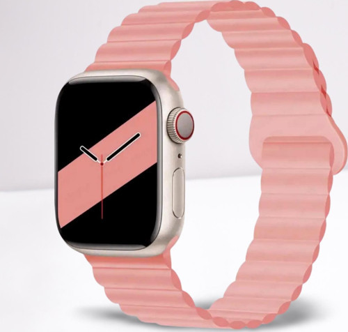 Akıllı Saat Watch için Uyumlu 42MM 44MM 45MM 49MM 1/2/3/4/5/6/se/7/8/ultra Magnetli Kordon ve Kayışı Pembe