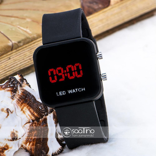 Mat Siyah Kare Dijital Led Ekran Siyah Silikon Kordonlu Unisex Kol Saat ST-303612