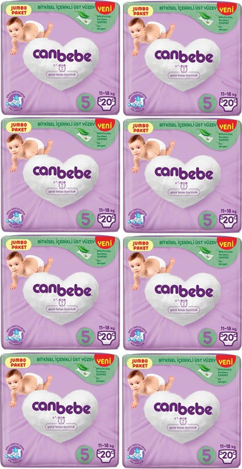 Junior 5 Beden Jumbo Paket Bebek Bezi 20'li 8 Paket