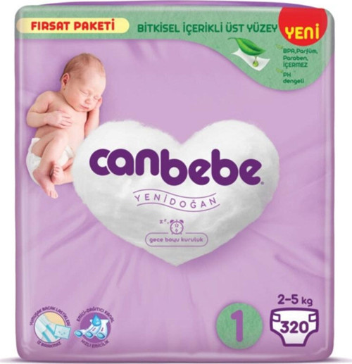 1 Beden Bebek Bezi Yenidoğan 2-5kg - 320 Adet