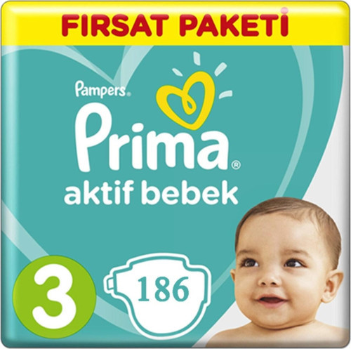 3 Beden Numara Midi 6-10 kg 186 Adet Bebek Bezi