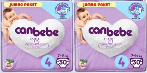 7-14 kg 4 No 30 Adet Jumbo Paket 2 Adet Bebek Bezi