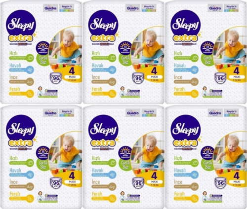 Bebek Bezi Extra Beden:4 (7-16kg) Maxi 576 Adet (4 Lü Jumbo Pk Serisi) (6pk*96)