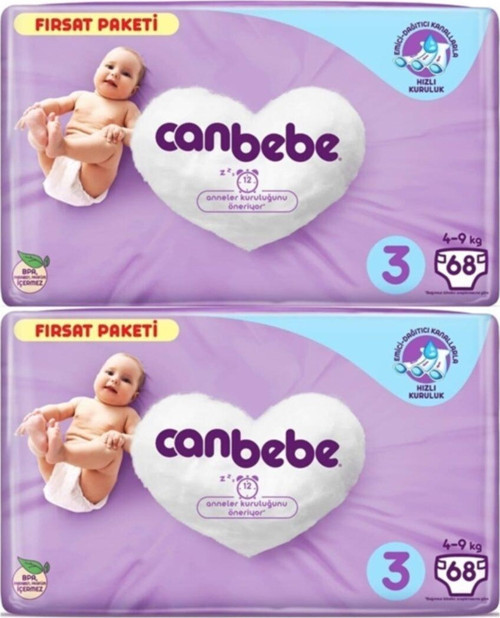 Bebek Bezi 3 Beden 4-9 Kg 68x2:136 Adet