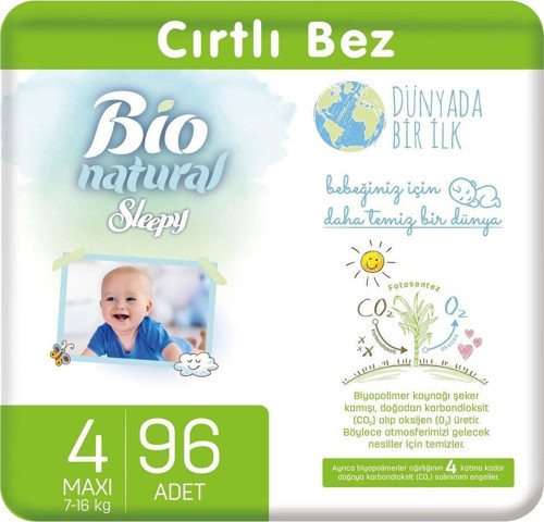 Bio Natural Bebek Bezi 4 Numara Maxi 96 Adet