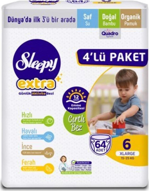 Extra Günlük Aktivite Bebek Bezi 4lü Jumbo 6 Beden 15-25 Kg 64 Adet