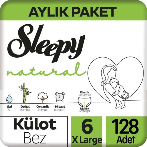 Natural 6 Beden Külot Bebek Bezi 64x2 128 Adet