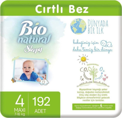 Bio Natural Bebek Bezi 4 Numara 192 Adet