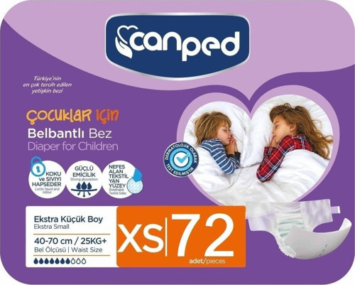 Belbantlı Tekstil Yüzeyli Ekstra Küçük Boy Çocuk Hasta Bezi (xs) 72'li