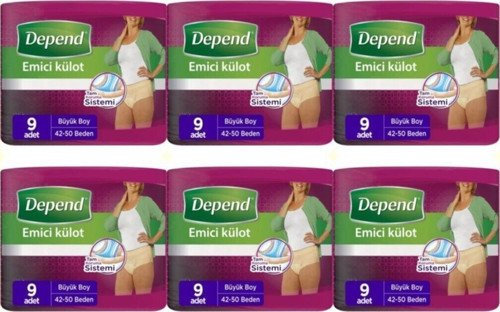 Kadın Emici Külot Büyük Boy 42-50 Beden 9 X 6 Toplam 54 Ad