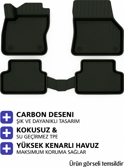 FiAt FiOriNo BenziNli Van 2020 Carbon Desen Havuzlu Paspas | Kaymaz & Koku Yapmaz