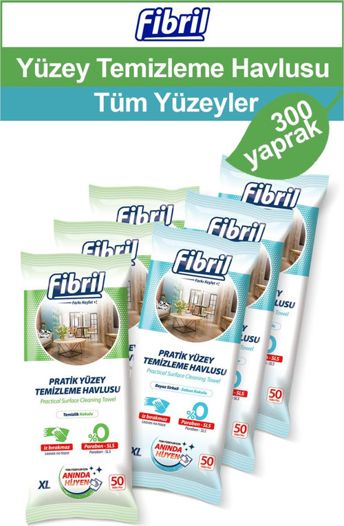 Yüzey Temizlik Havlusu Beyaz Sirkeli Sabun ve Temizlik Kokulu 6 X 50 (Toplam 300 Yaprak)