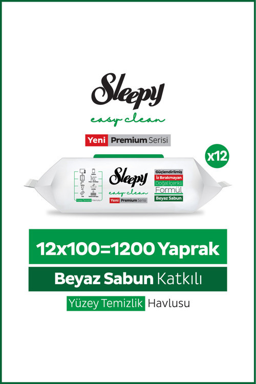Easy Clean Premium Beyaz Sabun Katkılı Yüzey Temizlik Havlusu Mendili 12x100 (1200 Yaprak)
