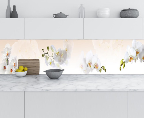 Mutfak Tezgah Arası Folyo Fayans Kaplama Folyosu Beyaz Orkide 60x300 CM