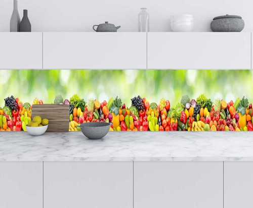 Mutfak Tezgah Arası Folyo Fayans Kaplama Folyosu Sebze Meyveler Yeşil 60x100 CM