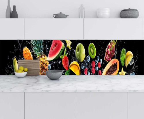 Mutfak Tezgah Arası Folyo Fayans Kaplama Folyosu Taze Meyveler 60x300 CM