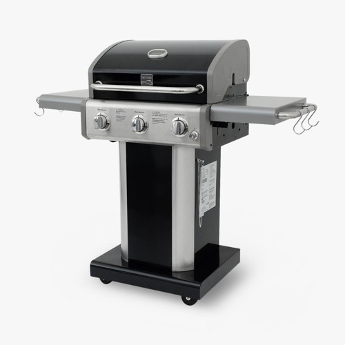 Gazlı Barbekü 3 Ocaklı Siyah - Metal