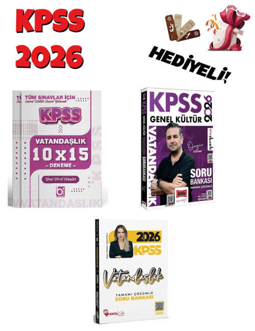 2026 KPSS Genel Kültür Vatandaşlık Soru Bankası ve Deneme Muhteşem Set 3 Kitap Bigelio + Hoca Kafası