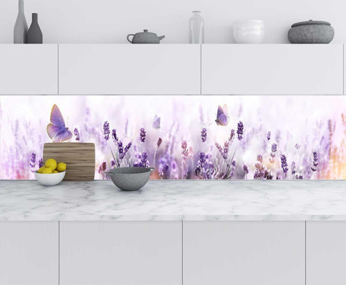 Mutfak Tezgah Arası Folyo Fayans Kaplama Folyosu Lavanta Çiçekler 60x300 CM