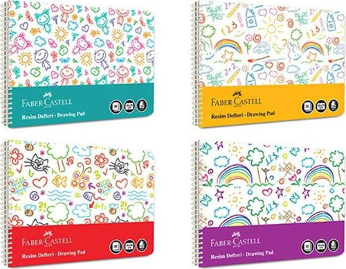 Faber-Castell Spiralli Resim Defteri Plastik Kapak Eğlenceli 35X50Cm 5075 000268 (Karışık Renklerde 1 Adet)