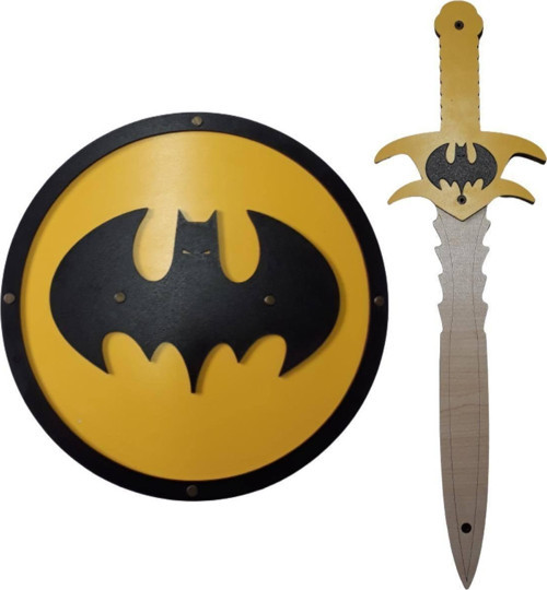 Ahşap Oyuncak Seti 2’li, Batman Kalkanı Ve Kılıcı, Yuvarlak