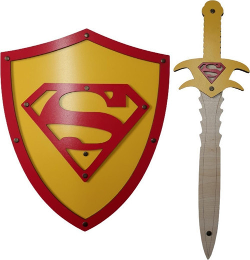 Ahşap Oyuncak Seti 2’li, Superman Kalkanı Ve Kılıcı