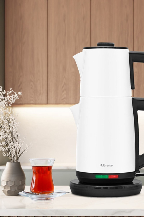 Demre Süt Beyazı Xl 30 Bardak Kapasiteli 2200 Watt Paslanmaz Çelik Çay Makinesi Ve Su Isıtıcısı