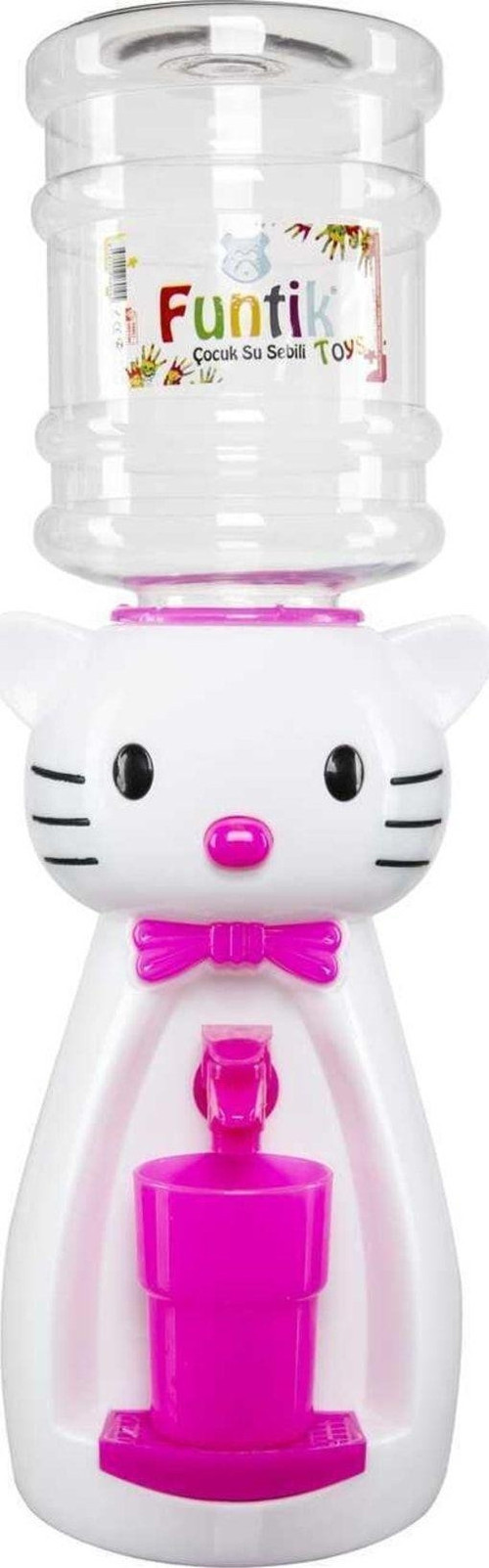 Funtik Kedi Çocuk Su Sebili Beyaz Üzeri Pembe