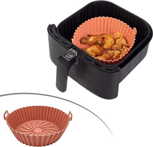 Büro Ev Ofis Mutfağı için 20CM Siyah Yuvarlak Silikon Yıkanır Fırın Airfryer Pişirme Matı