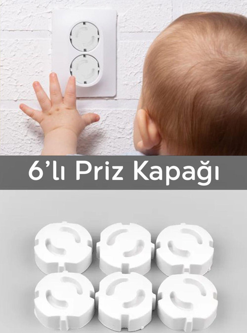 6 Adet Bebek Çocuk Güvenlik Priz Kapağı - Priz Koruyucu Kapak Priz Kapatıcı Emniyet Koruma Kapağı
