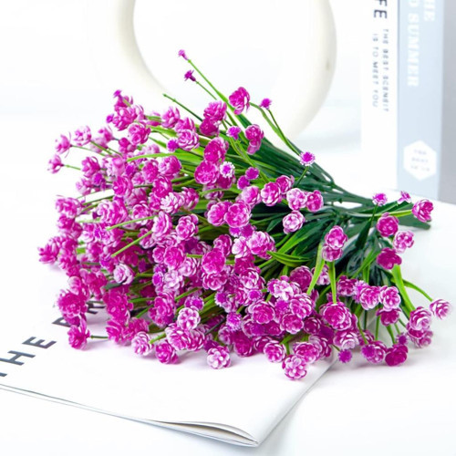 6lı Set Yapay Çiçek Sazlı Lotus Lila Renk 7 Dal Plastik 30cm