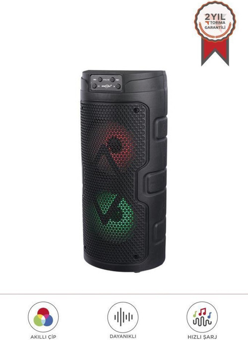 GTS-2129 Siyah Mikrofonlu RGB Ledli Taşınabilir Bluetooth Hoparlör Parti Speaker