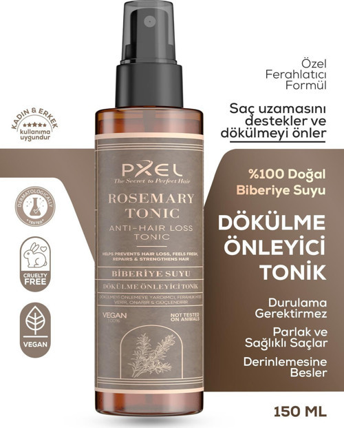 Dökülme Önleyici Biberiye Yağı Saç Bakım Toniği 150 ML | Zayıflayan İncelen ve Dökülen Saçlar | Vegan Saç Bakım Toniği