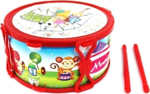 Çocuklar için 2 Tokmaklı Plastik Davul Kırmızı