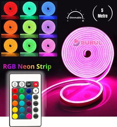 5 Metre 16 Renk Kumandalı Renk Değiştiren Rgb Neon Led Şerit Işık Seti Sb-6560