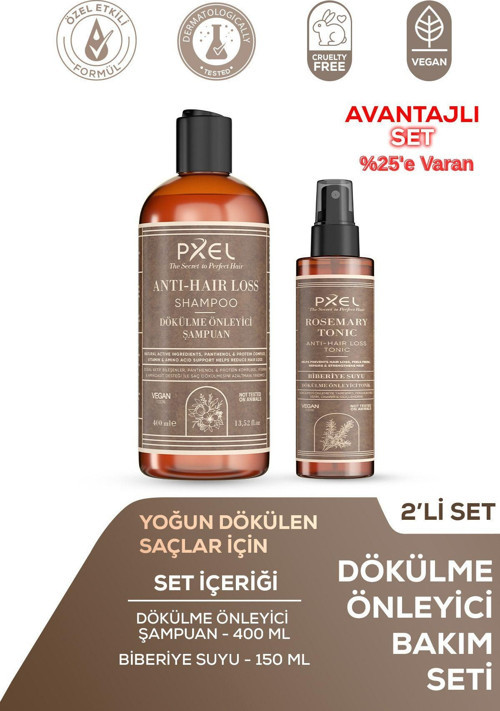 Dökülme Önleyici Şampuan – Biberiye Suyu Saç Bakım Toniği 2’li Set | Zayıflayan İncelen ve Dökülen Saçlar |400 ML, 150 ML