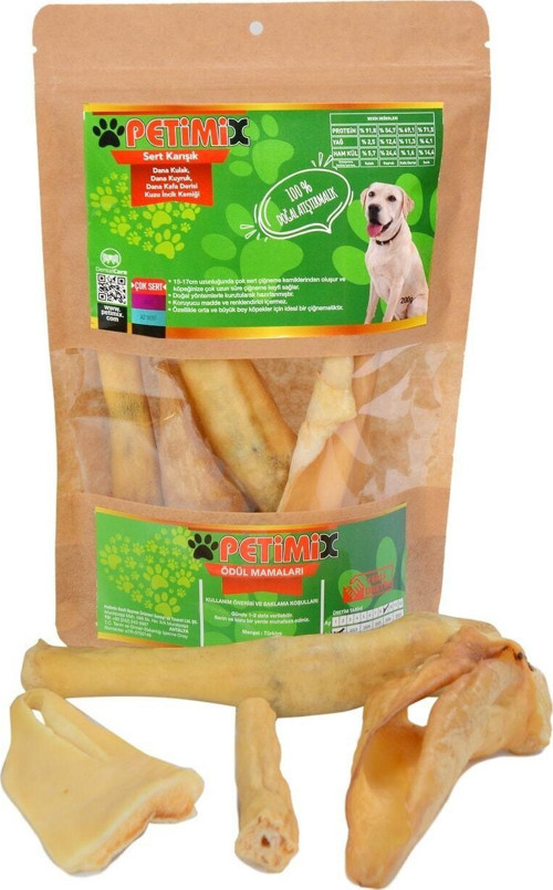 Sert Karışık 200G Çiğneme Kemikleri Köpek Ödül Maması Dana Kulak Kuzu Ayak Dana Kuyruk Kafa Derisi