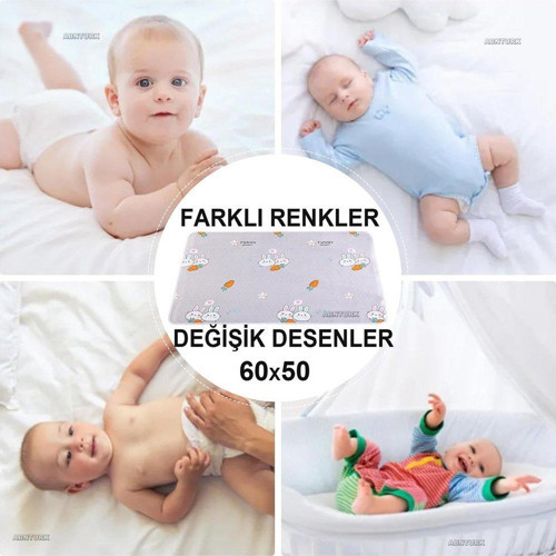 5 Adet Bebek Bezi Değiştirme Şiltesi Su Geçirmez Çift Katlı Yıkanan Tekrar Kullanılan Yatak Örtüsü Çocuk Çiş Yatak Örtüsü, İdrar ve Ter Koruması