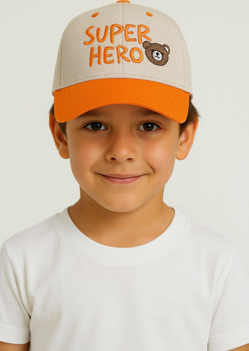 Super Hero Yazılı Erkek Bebek Şapkası Ayarlanabilir Pamuklu Yazlık Şapka 1-3 Yaş