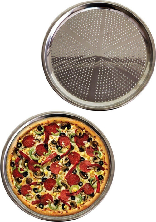 Lüks Paslanmaz Çelik Pizza Lahmacun Tepsisi Büyük Boy 36Cm
