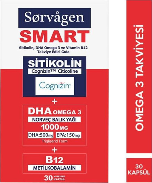 30 Kapsül ( Sitikolin Dha Omega 3 Ve B12 içeren Takviye Edici Gıda )