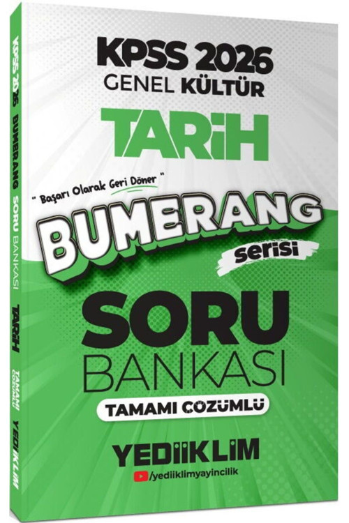 Yediiklim Yayınları 2026 KPSS Genel Kültür Bumerang Tarih Tamamı Çözümlü Soru Bankası