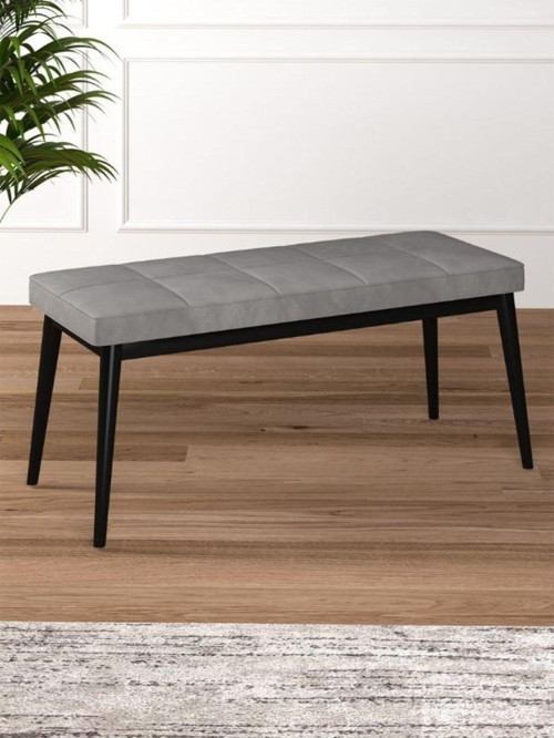 Tina Baby Face Modern Siyah Metal Ayak Bench Oturak 90x40, Ayakkabılık Bank, Yatak Ucu Puf