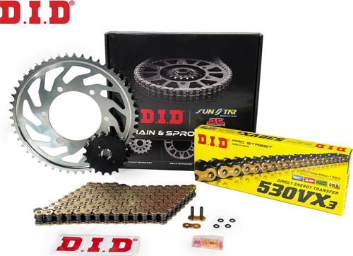 ZİNCİR DİŞLİ SETİ YAMAHA FZ6 FAZER 600cc ZİNCİR: DID-530VX3 Gold-118 ÖN-ARKA DİŞLİ: SUNSTAR 16T-46T 2004-2009