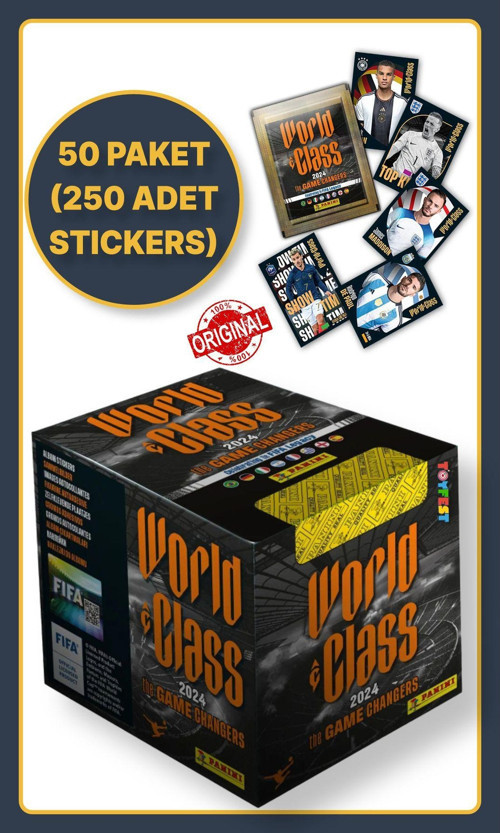Panini Fifa World Class Koleksiyon Futbolcu 2024 Sticker Çıkartmaları + 50 Paket (250 Adet Sticker)