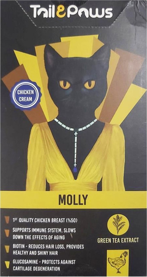 Tail Paws Molly Tavuklu Sıvı Kedi Ödülü 15gr (5'li)