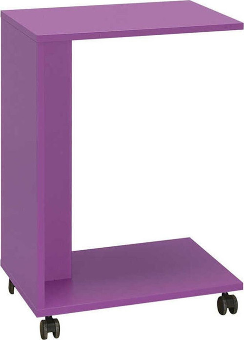 Çok Amaçlı Tekerlekli C Koltuk Sehpası-mor 35x65x45 Cm (gxyxd)